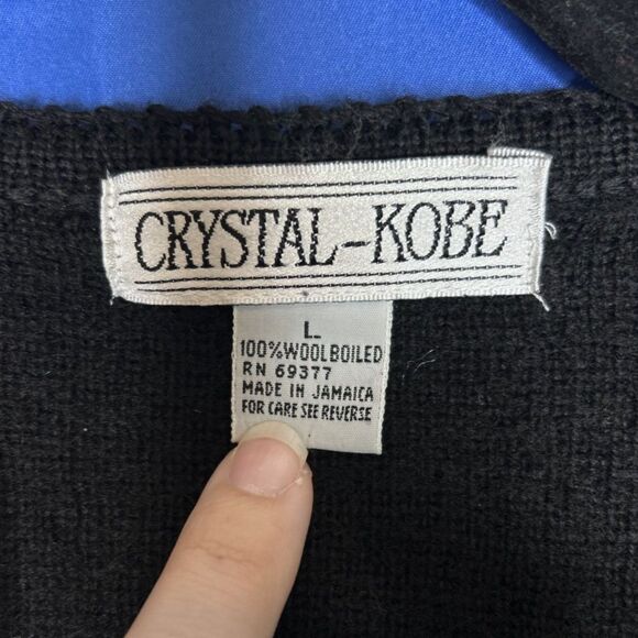 Vintage Womens 100% Wool Tailored Black Chunky Knit 90s Cardigan Quiet Luxury L - Picture 8 of 9